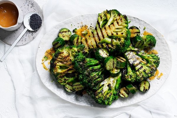 Charred broccoli with miso dressing
