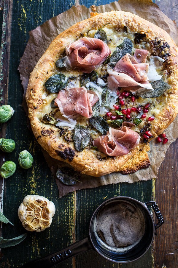 Charred Brussels sprout pizza with browned sage butter