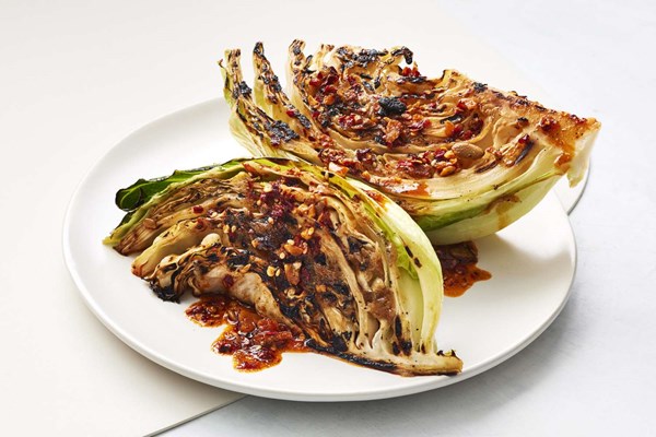 Charred cabbage with garlic chutney [Justin Pichetrungsi]