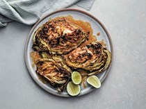 Charred cabbage with miso and lime
