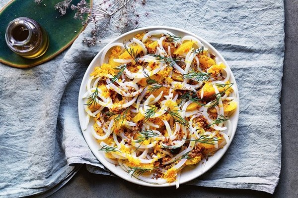 Charred calamari with orange and garlic