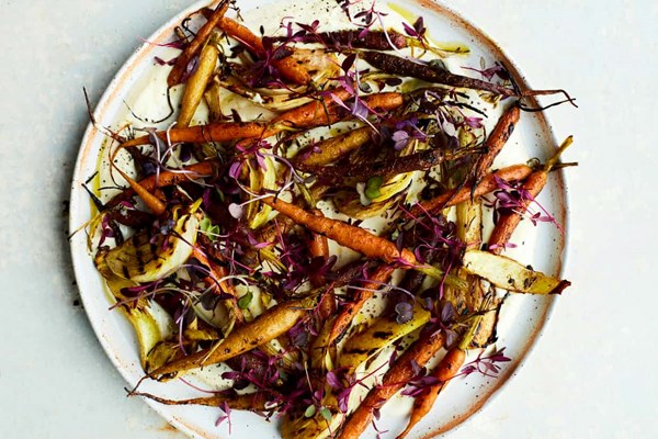 Charred carrot and fennel salad with spiced maple