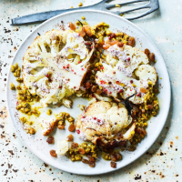 Charred cauliflower, pistachio aillade and sumac yogurt