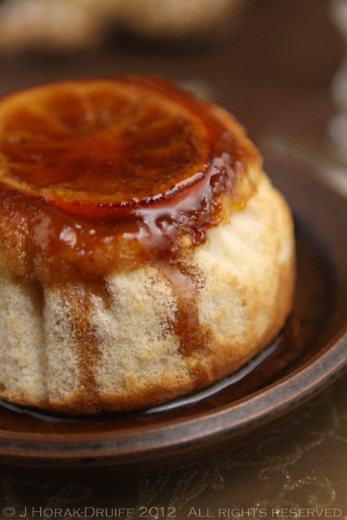 Charred clementine and rum individual upside-down cakes
