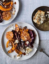 Charred clementine, pickled squash and radicchio salad
