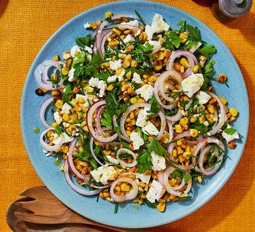Charred corn & feta salad