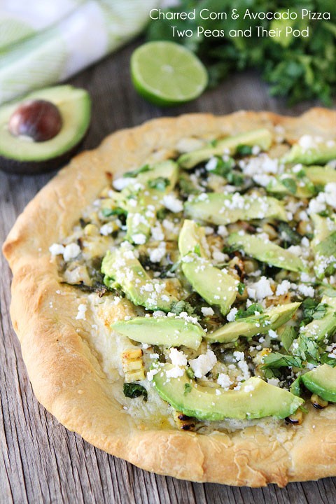 Charred corn and avocado pizza