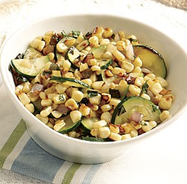 Charred corn and zucchini with basil