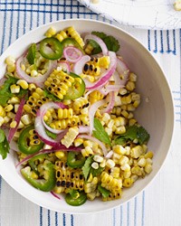 Charred corn salad with mint, parsley and cilantro