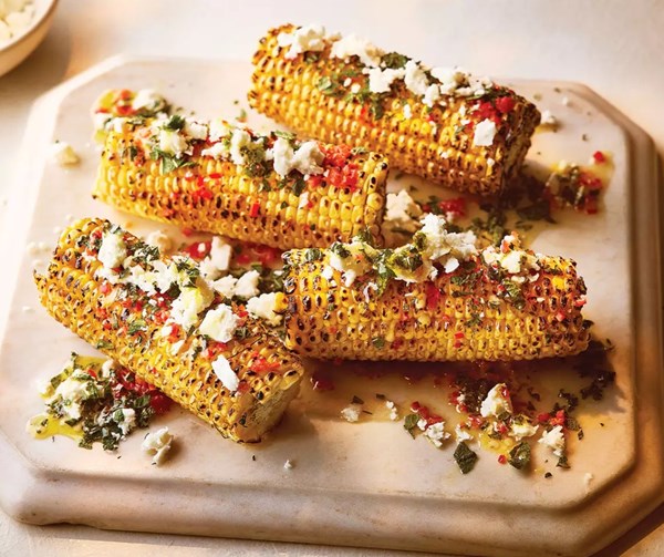 Charred corn with chilli, lime & mint butter