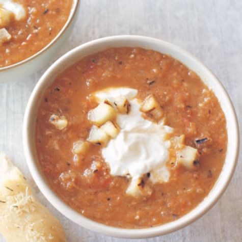 Charred eggplant soup with cumin & Greek yogurt