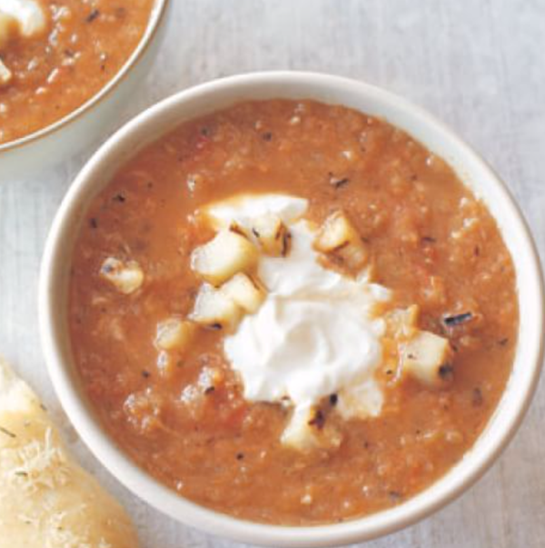 Charred eggplant soup with cumin & Greek yogurt