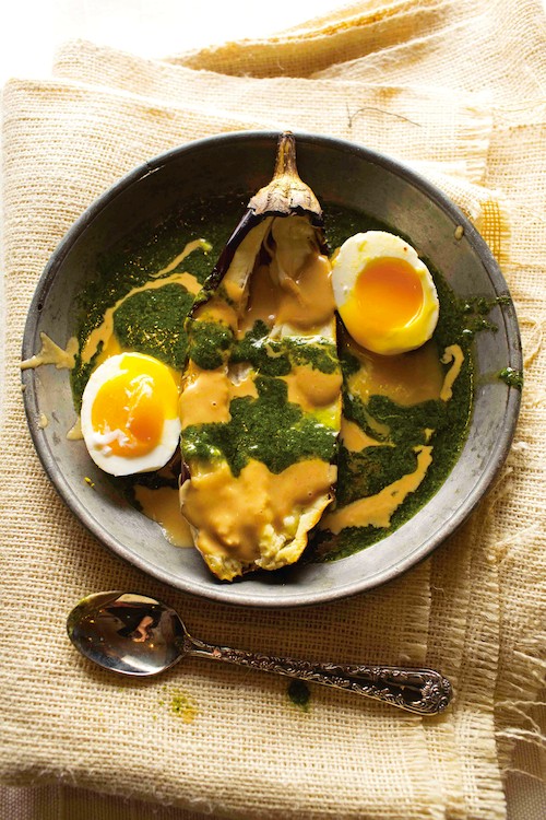 Charred eggplant with chile sauce & tahini