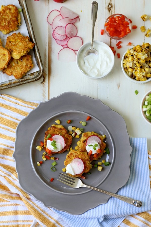 Charred fresh corn cakes