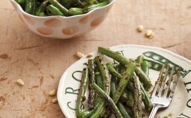 Charred green beans with lemon verbena pesto