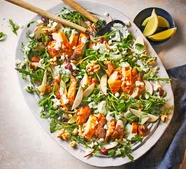 Charred harissa chicken salad with cranberries, apple & herby yogurt dressing (Georgia Hughes)
