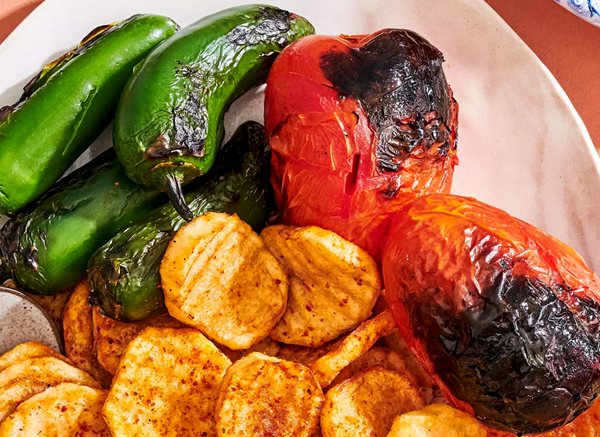 Charred jalapeños and tomatoes