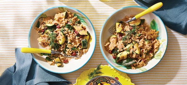 Charred lemon and zucchini pasta 