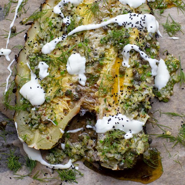 Charred marrow and brown butter