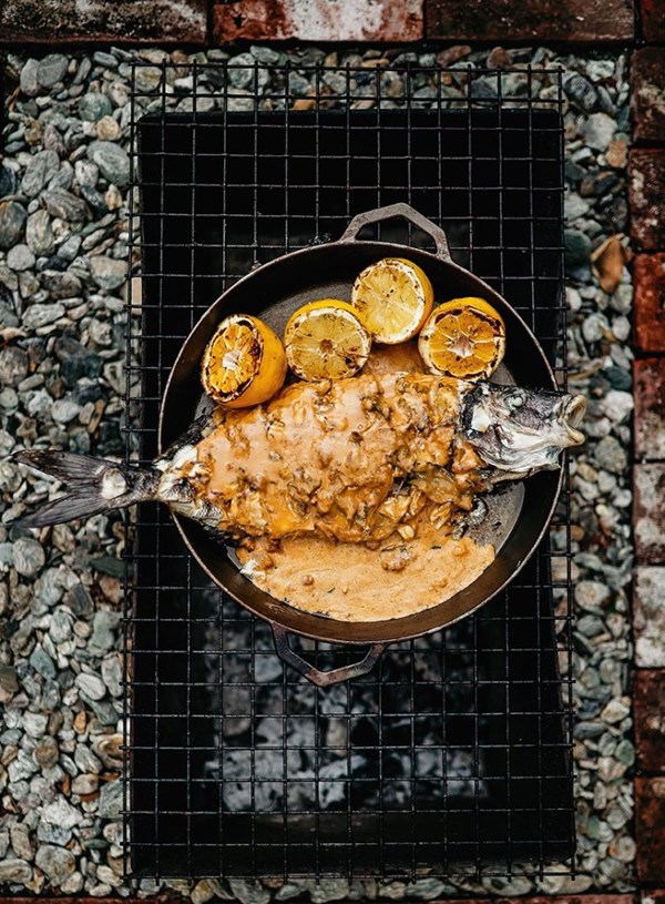 Charred moki with lemon kina butter