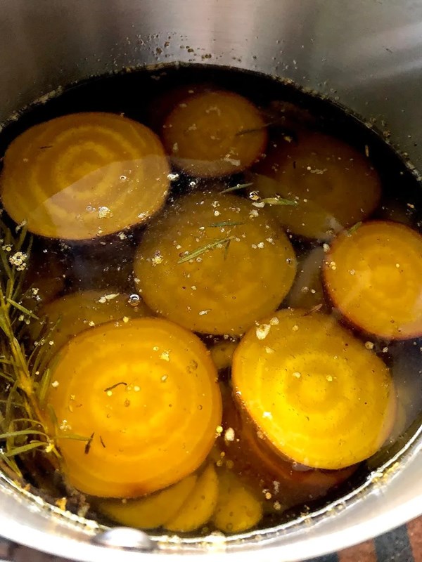 Charred, olive-oil-poached beets