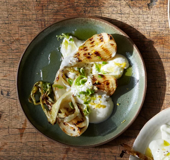 Charred onions, ricotta and lemon