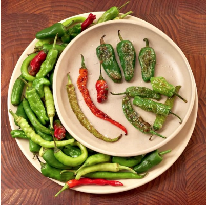 Charred pimientos de Padrón (Padron peppers)