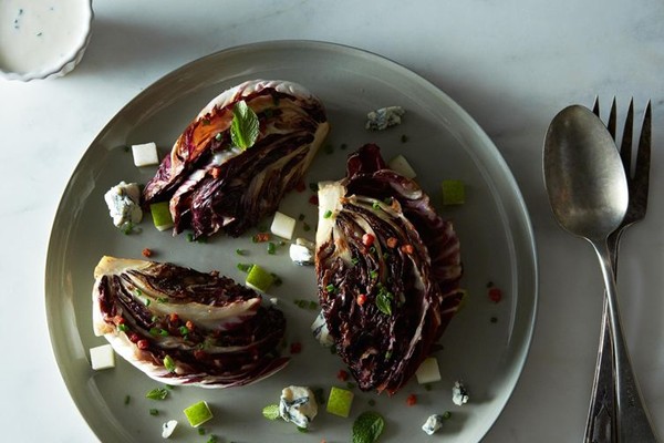Charred radicchio wedge salad (with buttermilk-crème fraîche dressing)