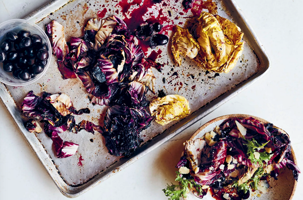 Charred radicchio with arugula, cherries & Parmigiano