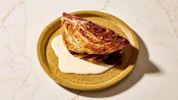 Charred roasted cabbage with skordalia
