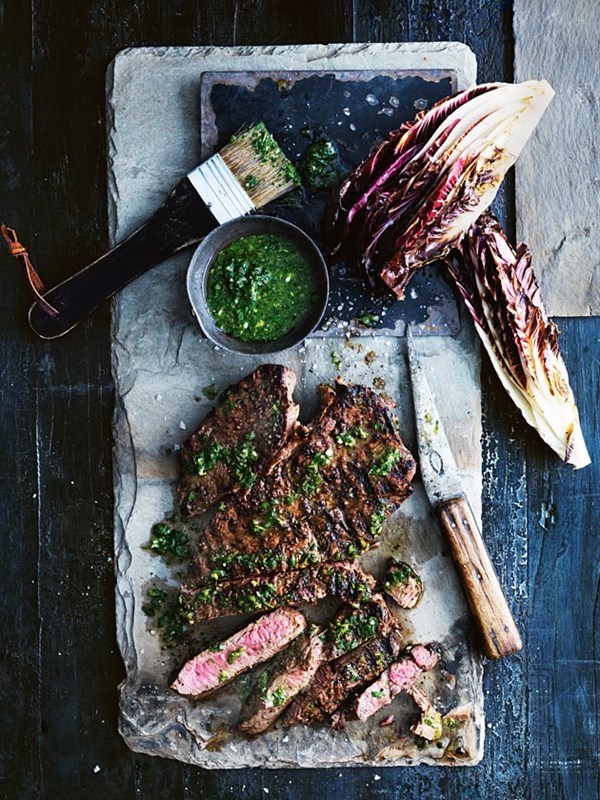 Charred rump with chimichurri and grilled radicchio