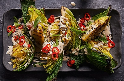 Charred Savoy cabbage & tahini