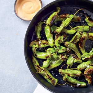 Charred shishito peppers