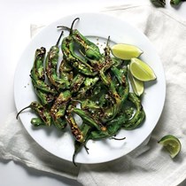 Charred shishito peppers with furikake