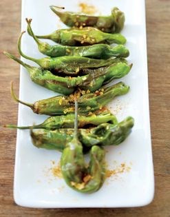 Charred shishito peppers with smoked salt