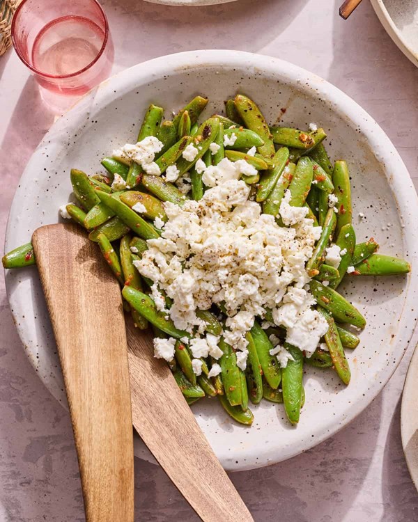Charred snap pea salad