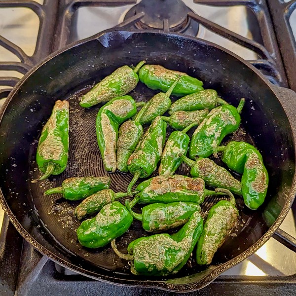 Charred Spanish peppers (Pimientos de Padrón)