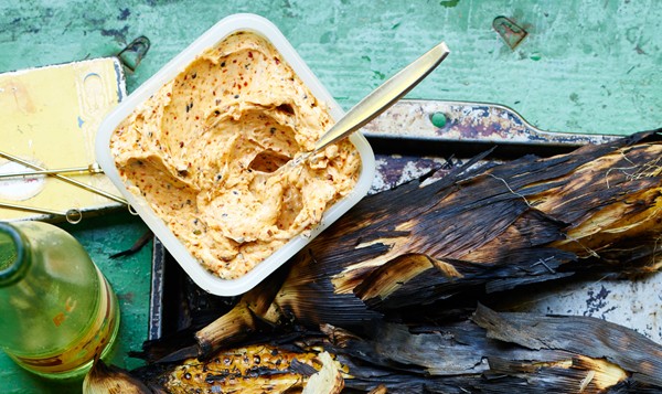 Charred spring onion and sesame-chile butter