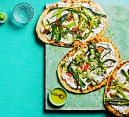 Charred spring onion, chilli & feta flatbreads