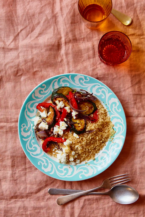 Charred vegetable and feta couscous
