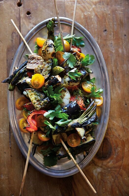 Charred vegetable brochettes