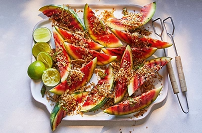 Charred watermelon with coconut sambal