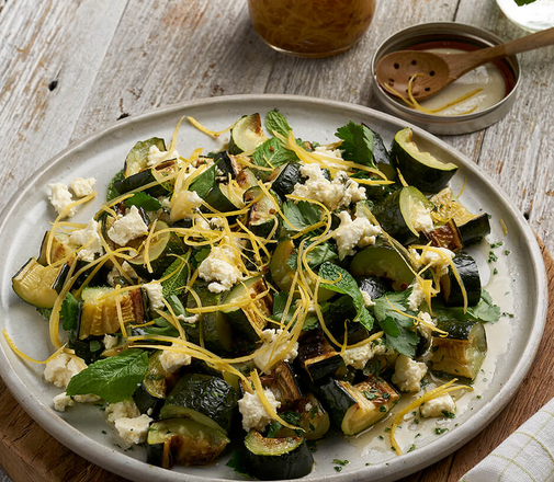 Charred zucchini, pickled lemon, fetta
