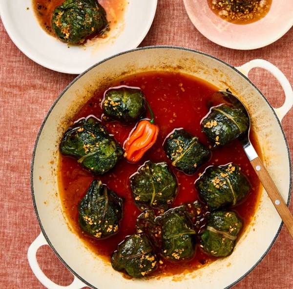 Charutos with spicy tomato broth & garlic oil