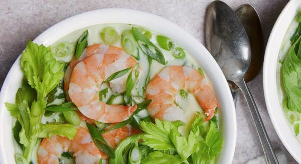 Chawanmushi with shrimp and celery