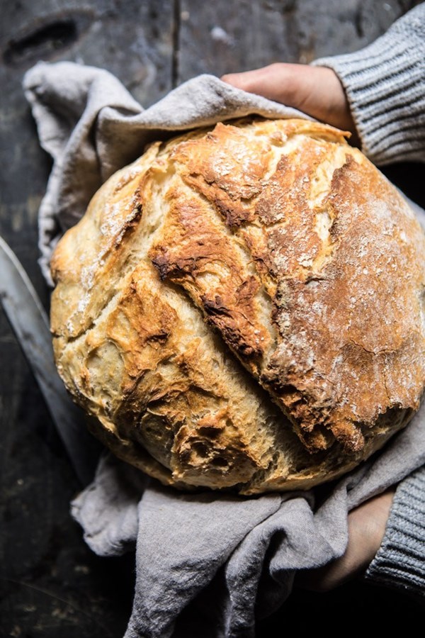 Cheater's no knead Dutch oven sourdough bread