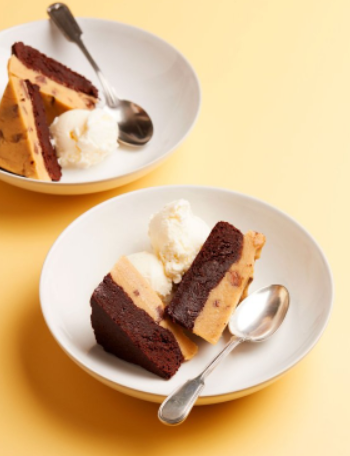 ‘Cheating on brownies with cookies’ brownies: brownie base, cookie dough top