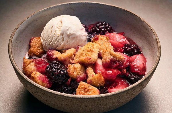 Cheat's blackberry & apple charlotte