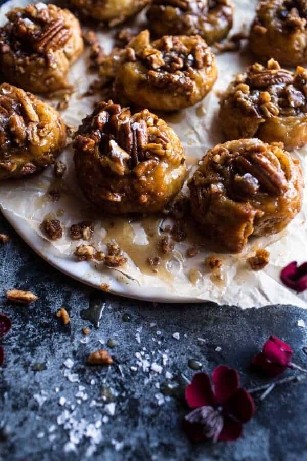 Cheat's brown butter and salted maple pecan sticky buns