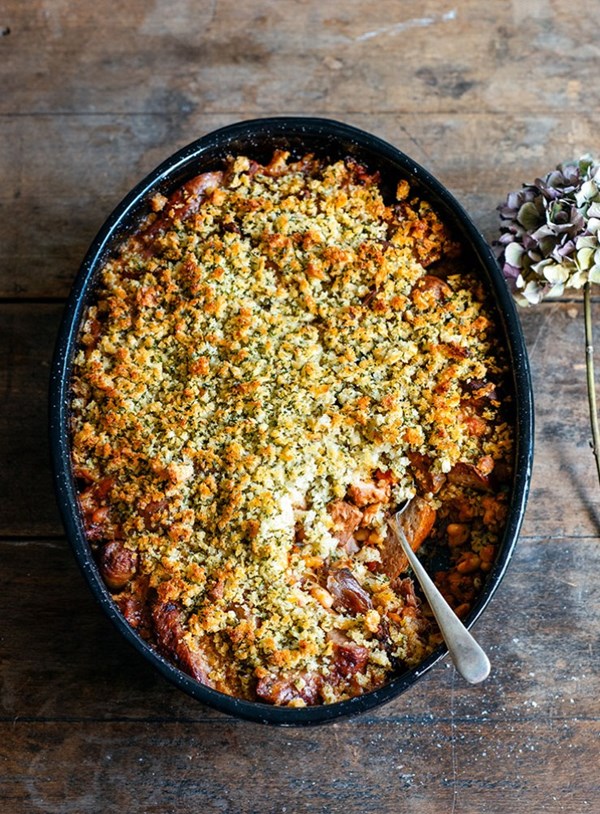 Cheat's cassoulet with pork, duck and sausage